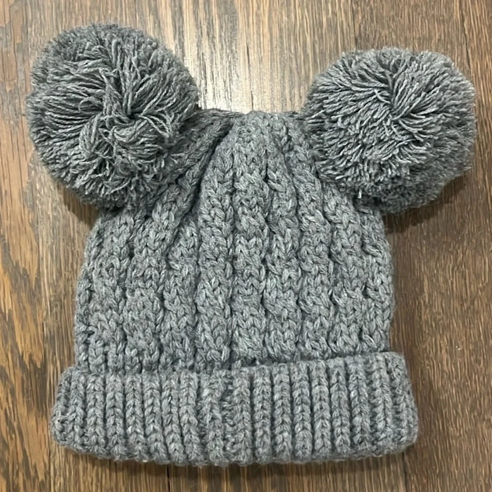 C.C Kids Double Pom Beanie Hat in Gray